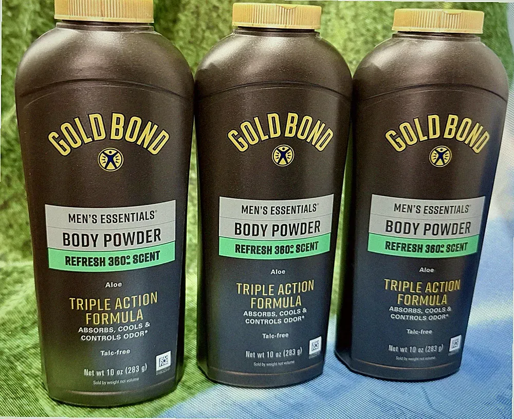(3) Gold Bond Men's Essentials Talc-Free Body Powder, 10 oz., Refresh 360 Scent