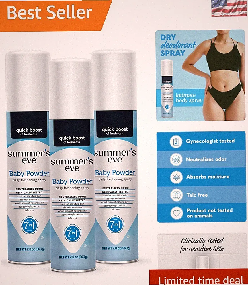 3-Pack Baby Powder Feminine Spray - Hypoallergenic Fragrance for Sensitive Skin