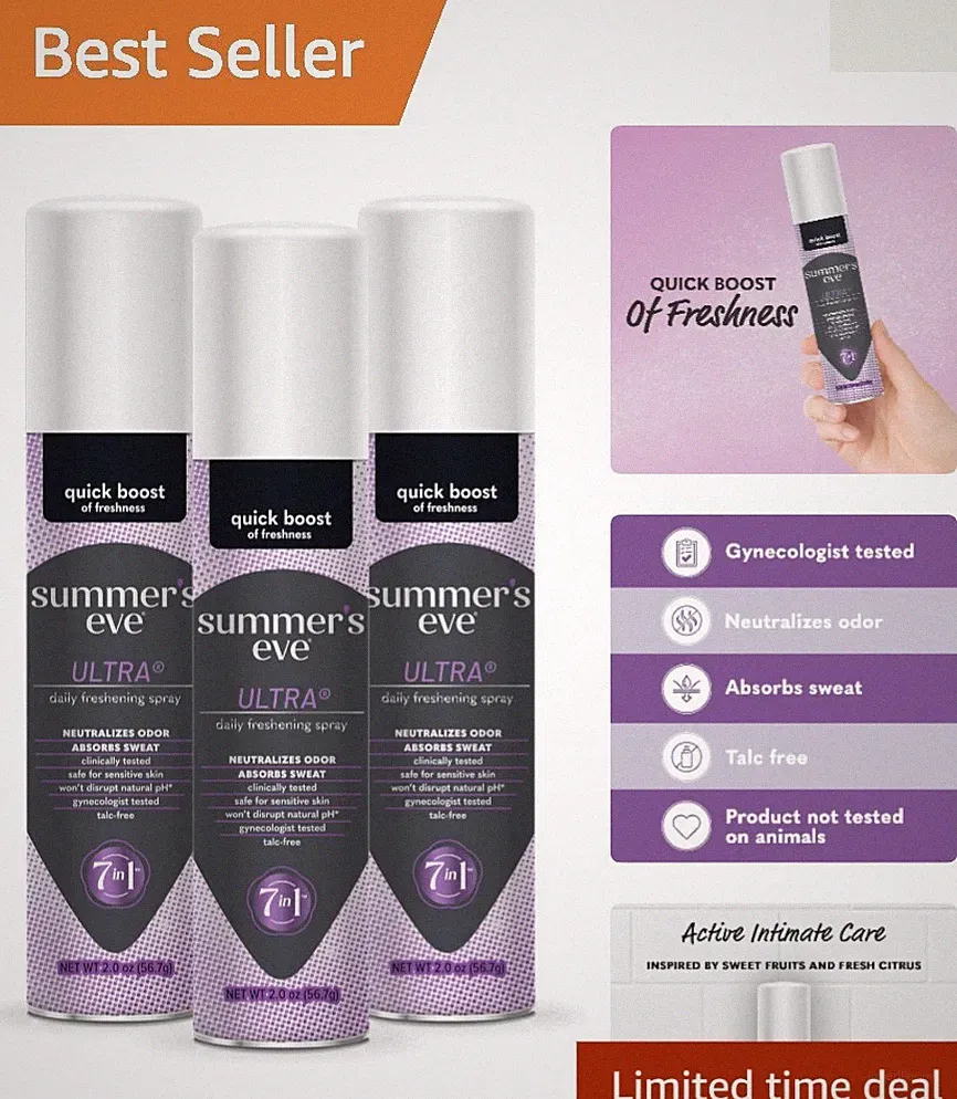 3-Pack Ultra Feminine Hygiene Spray - Gentle, Fresh Scent for All-Day Confidence