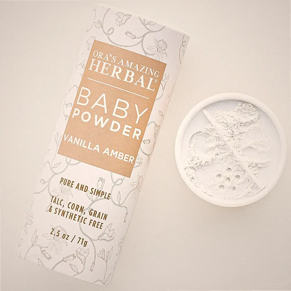 Baby Powder Talc-Free, Real Vanilla Amber Natural Scent, Cornstarch Free Arrowro