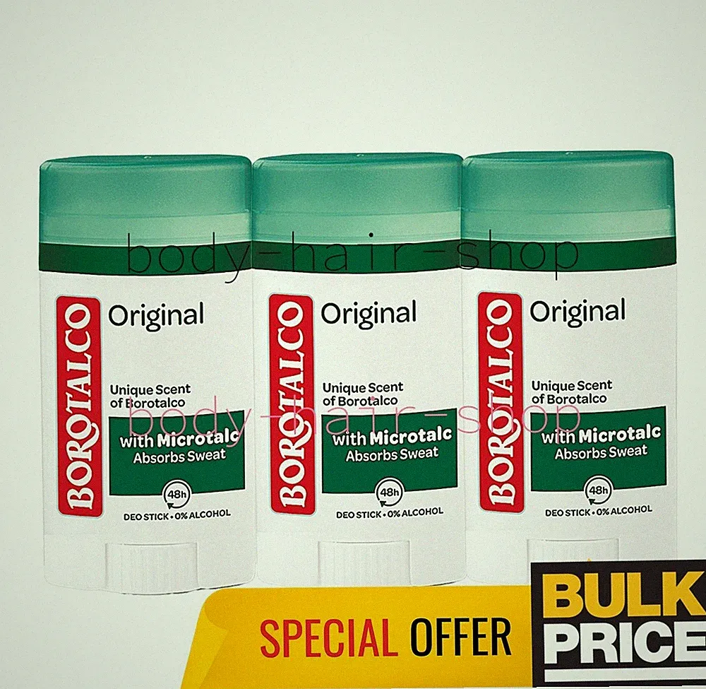 Borotalco Original Stick Deodorant Classic Talc Scent Sweat Odor Protect 3-Pack