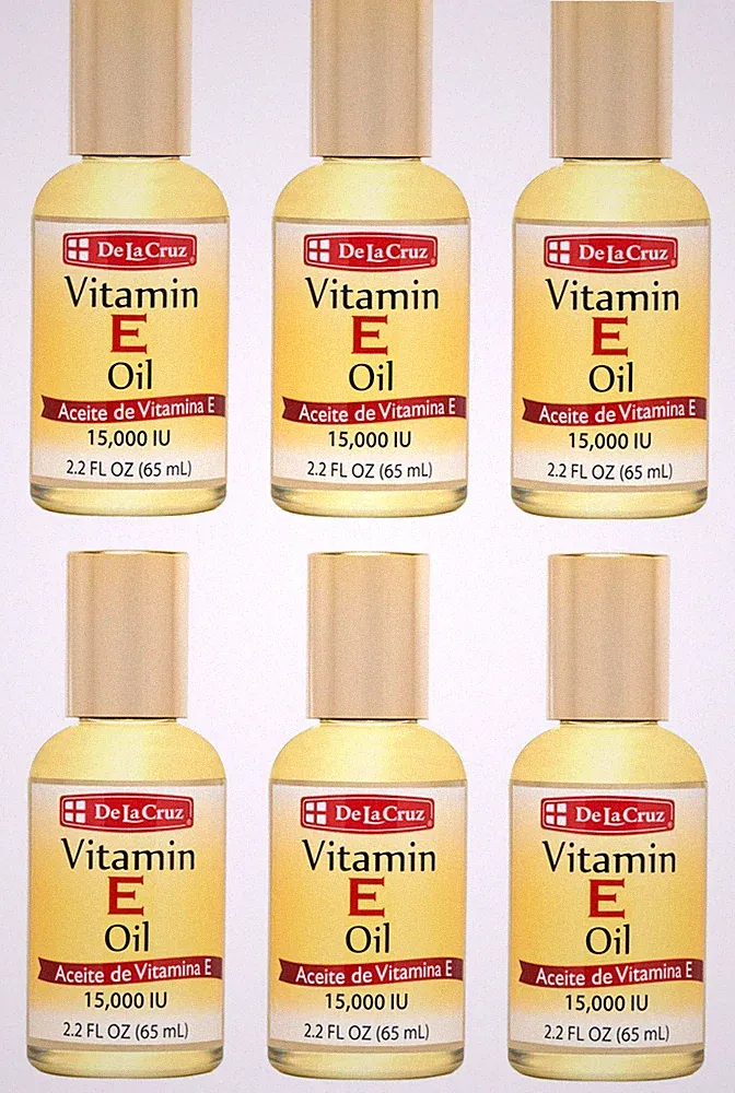 De La Cruz® 15,000 IU Vitamin E Oil 2.2 FL. OZ. / No Fragrance, (6 BOTTLES)