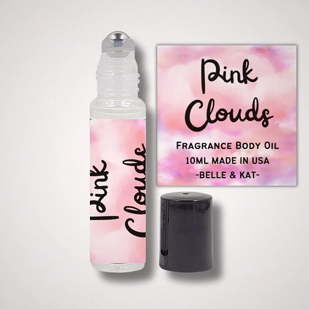 Fragrance Body Oil Roll-On Scented Pink Clouds - 0.33 Fl Oz (10ml) - Made in USA