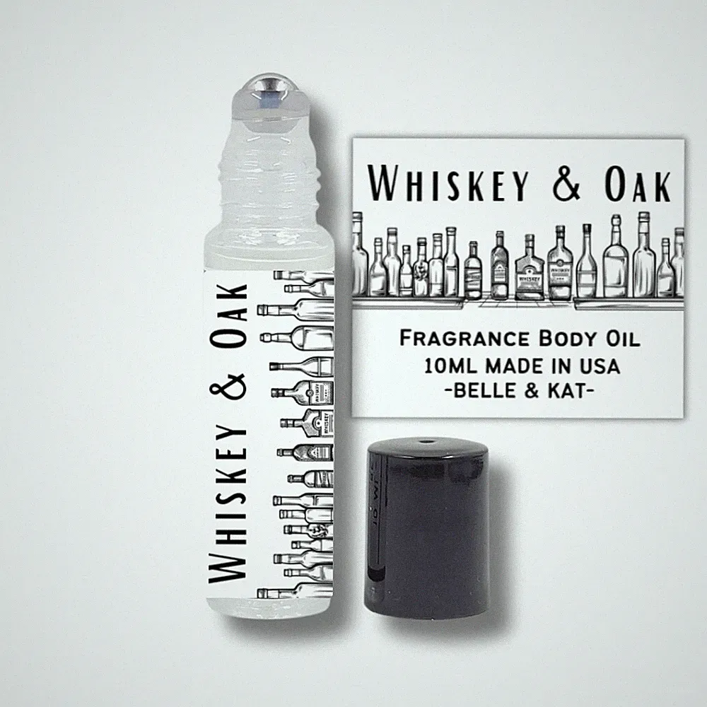 Fragrance Body Oil Roll-On Scented Whiskey Oak - 0.33 Fl Oz (10ml)