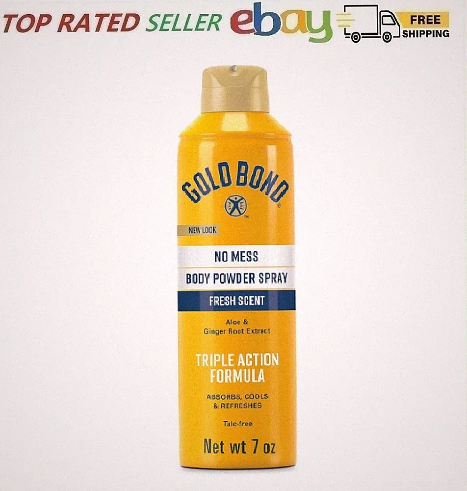Gold Bond No Mess Talc-Free Body Powder Spray, 7 oz., Fresh Scent, With a Triple